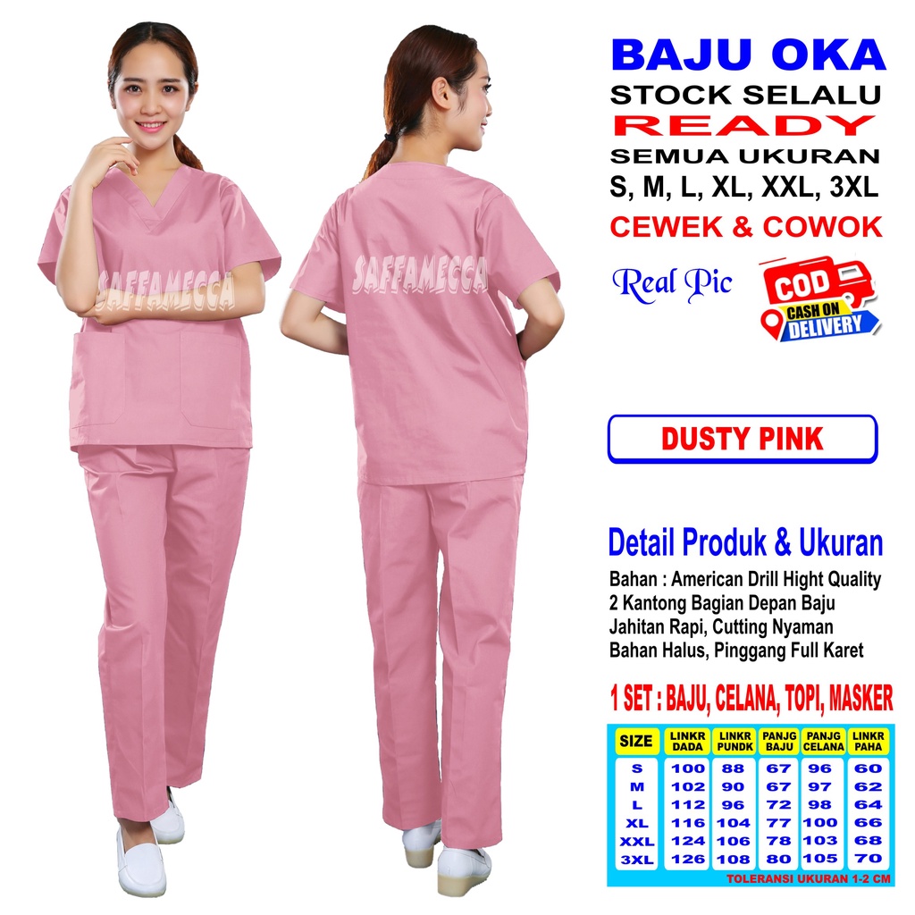 BAJU OK   OKA   OK   SCRUB OKA  CRUB PERAWAT LENGAN PENDEK PIN READY