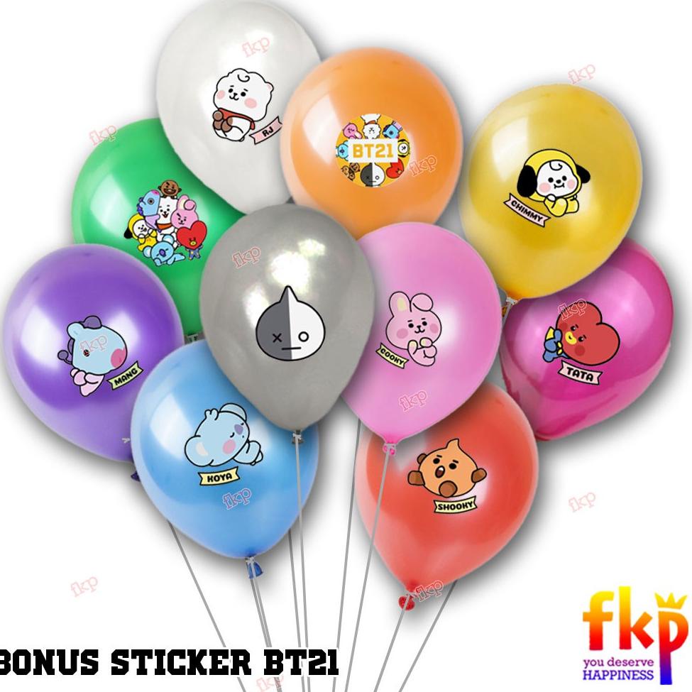 ●AWD FUN KIDS PARTY Balon BT21 / Balon Latex Karakter Sticker Kartun BTS / Ulang Tahun Army BT21 Sti