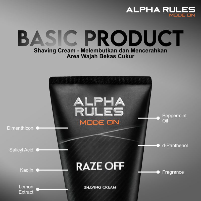 ALPHA RULES MODE ON RAZE OFF SHAVING CREAM KRIM CUKUR KUMIS BREWOK ORI