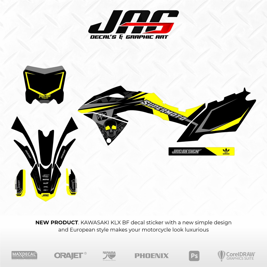 DECAL KLX BF KUNING CUSTOM - DECAL KAWASAKI KLX BF