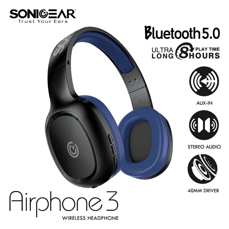 [EXCLUSIVE DI SHOPEE] SONICGEAR AIRPHONE 3 - Wireless Headset With Strong Bass and Clear Audio