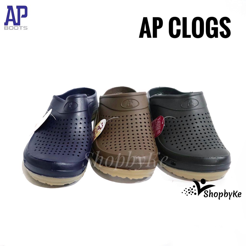 AP CLOGS Warna Hitam, Biru, Coklat Size 37-42 -  Sandal Sepatu Karet Pria Selop - Sandal AP Clogs - Sandal Operasi Baim