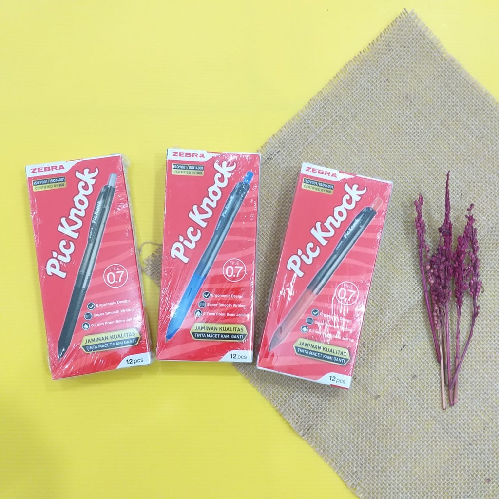 

PROMO TERMURAH!!!BALLPEN / PULPEN / BALLPOINT CETEKAN 0.7 ZEBRA PIC KNOCK PERPAK ISI 12 PCS