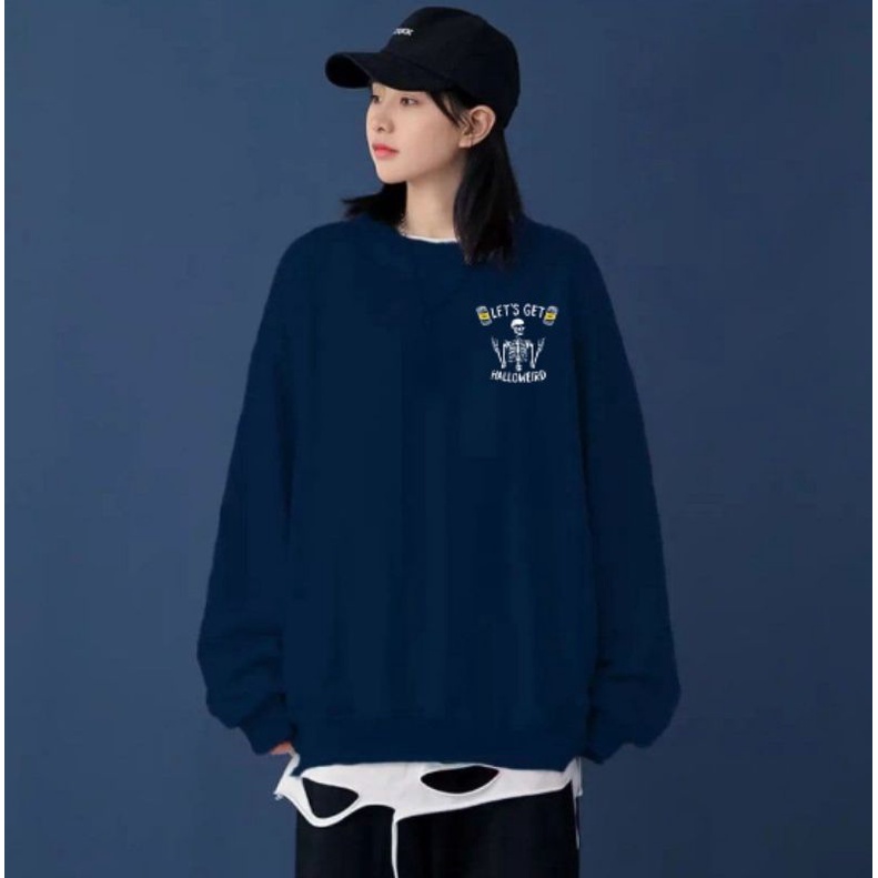 Rich Sweathirt Lets Get Halloweird Pakaian Wanita Sweater Wanita Crewneck Oblong