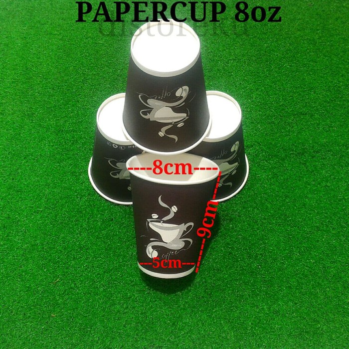ISI 50pcs Gelas Kertas Foam Paper Cup 8oz Motif Hot Coffe Kopi Teh Panas