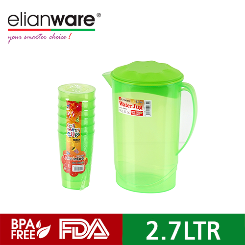Elianware Teko Air Water Jug Free Gelas 2.7L BPA Free