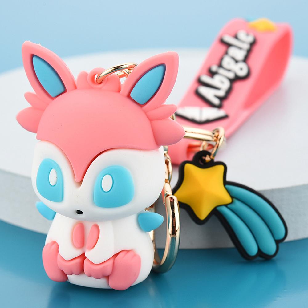 Quinton Pokemon Keychain Kawaii Hadiah Gantungan Kunci Mobil Model Boneka Figure Keyring PVC Pikachu Action Figure