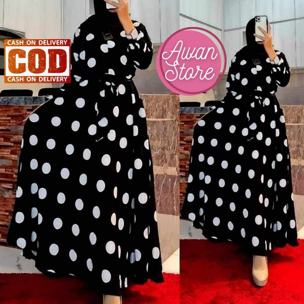 LANGSUNG KIRIM POLKA SUPER Jumbo LD=140 [5-XXXL125-145KG] - GAMIS MONALISA POLKA MAYUNG/GAMIS SAKU /TALI PINGGANG