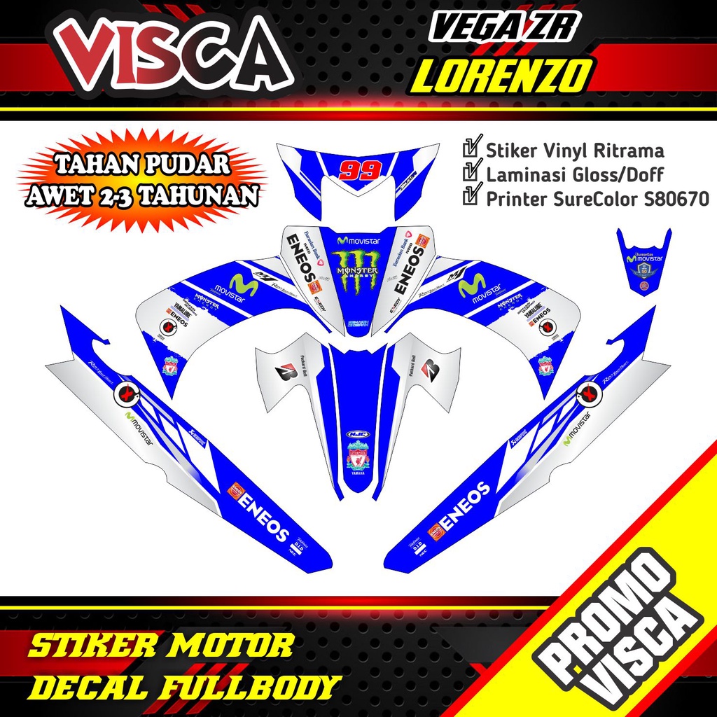 Decal Vega ZR Full Body Vega ZR Striping Vega ZR Sticker Vega ZR Full Blok motif monstr