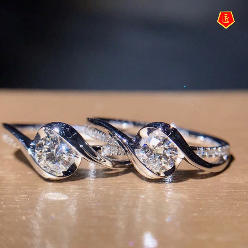 [Ready Stock]Simple 18K Platinum Diamond Ring