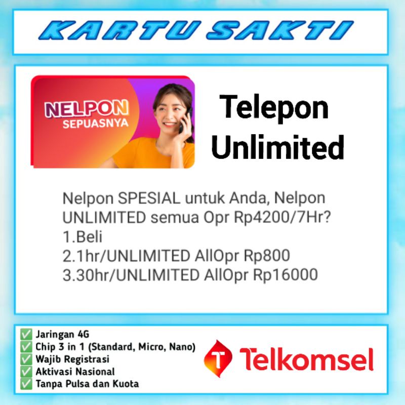Sakti Unlimited Telkomsel Telpon 15rb/bln