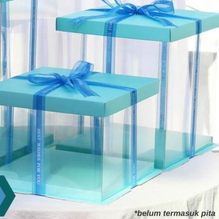 

✴ Cake Box Mika Dus Kue Kotak Kue Transparant 26x26 cm cocok untuk 25 cm - Putih, 26 x 26 x 18 ➷