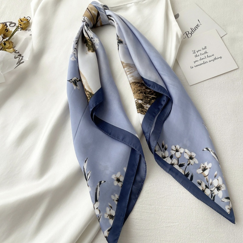 &quot;Sonata&quot; 70x70 cm scarf, Motif Lukisan Scarf Leher, Scarf Tas, Bahan High Grade Silk Immitation