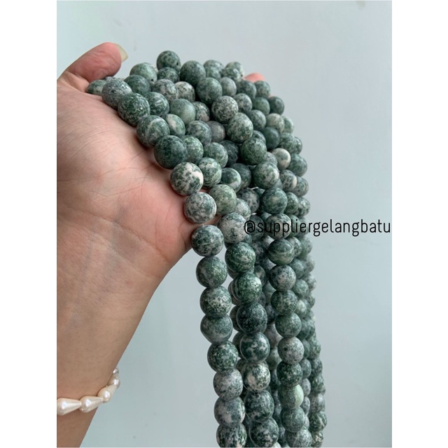 semi stone 14mm white green chrysocolla bahan rangkai aksesoris lucu