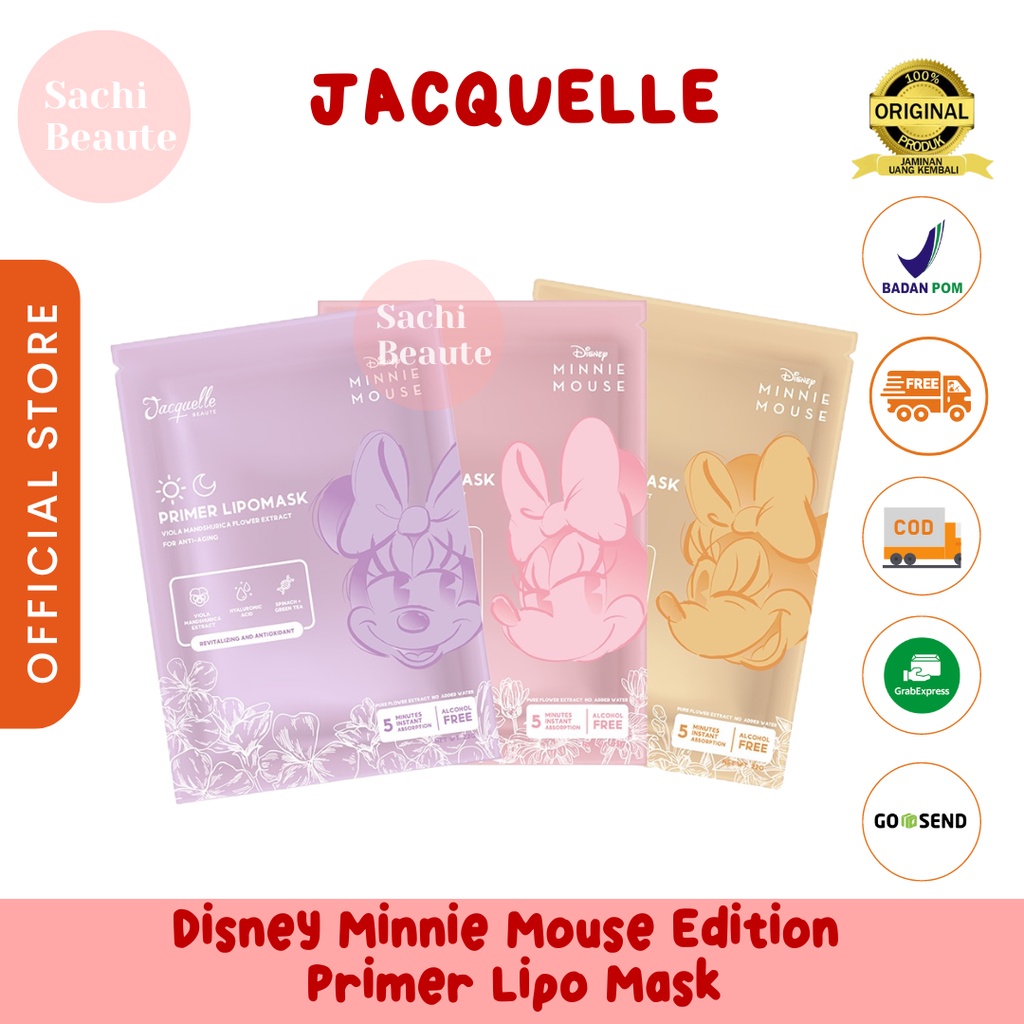 Jacquelle Disney Minnie Mouse Edition Primer Lipo Mask - Sheet Mask Lipomask Jacquele Jac quelle quele