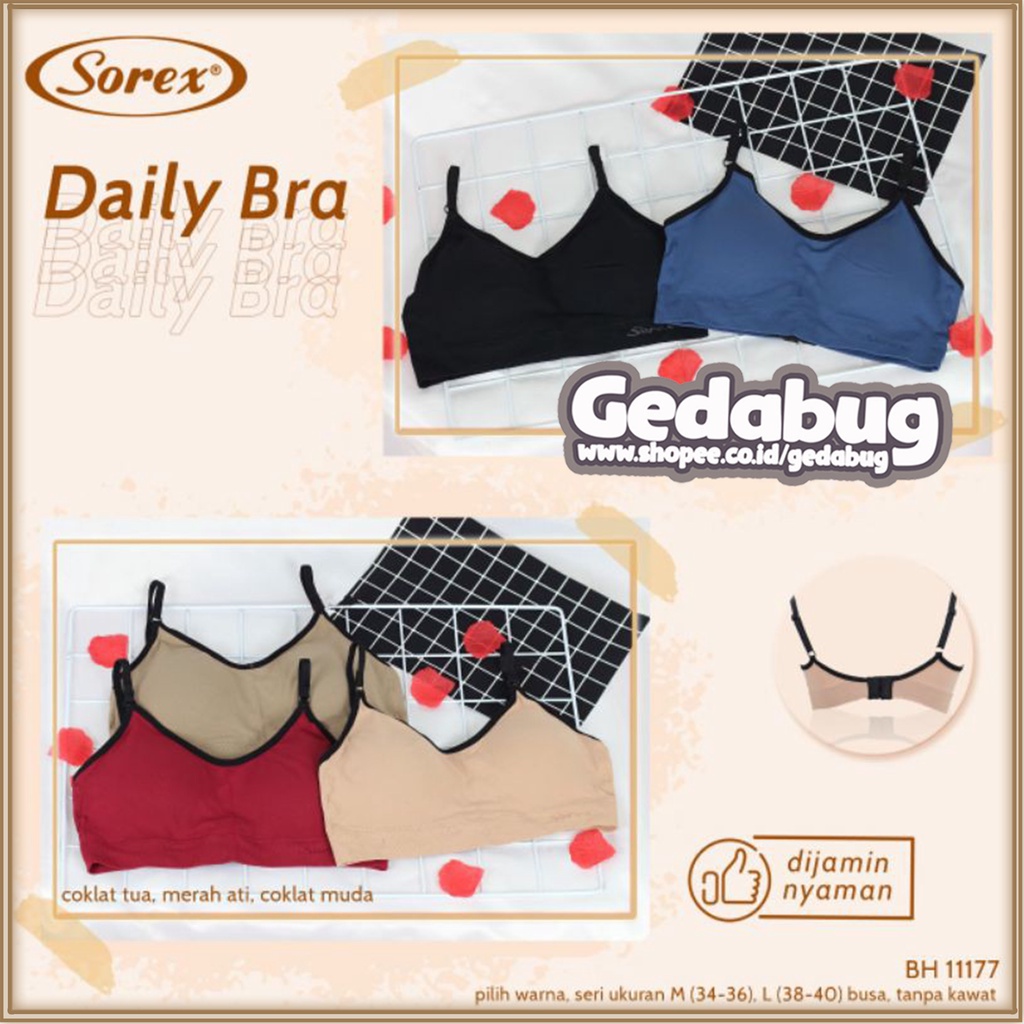 Bra BH Sorex 11177 Busa Tipis Semi Miniset Kait 2 Pakaian Dalam Wanita - Gedabug