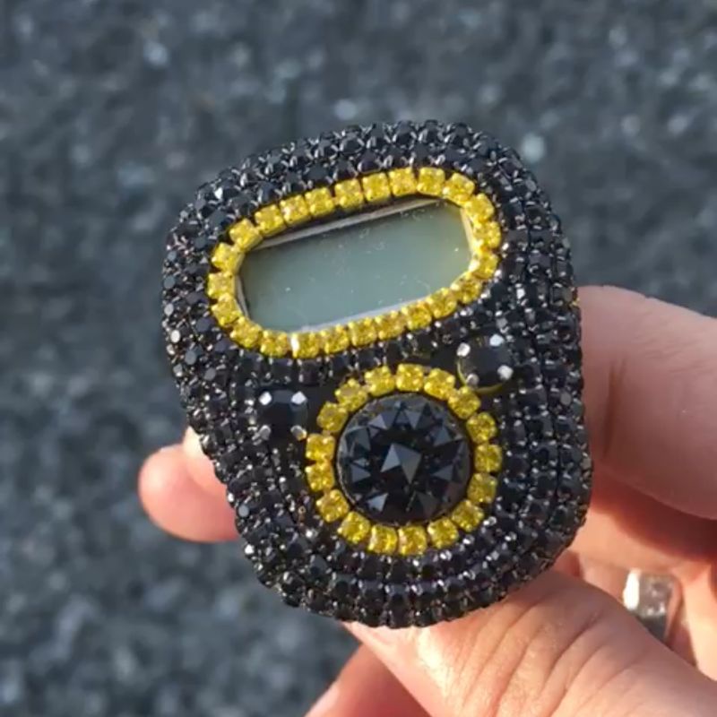 (Ready LED) Tasbih Digital Swarovski Hitam Kuning