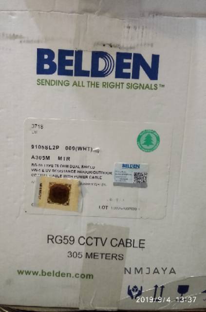 Belden Kabel CCTV RG 59 RG59 plus Power 100 meter 75ohm Indoor Outdoor9105SL2P