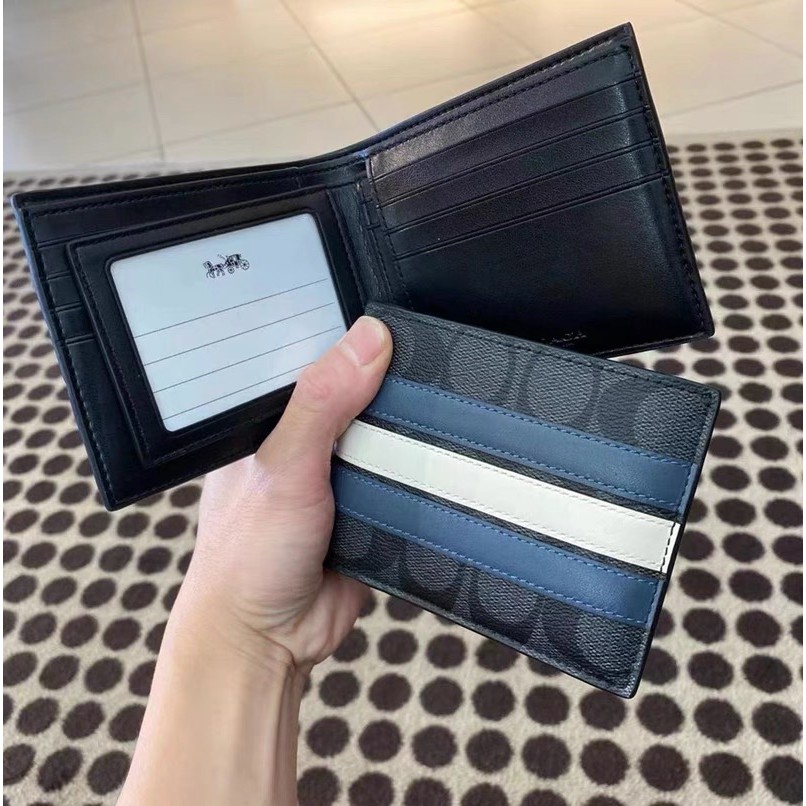 Coach Dompet Pria Bifold Men Wallets Dompet Lipat Pria Fullset ORIGINAL Coach Wallet Coach Dompet Men Bags