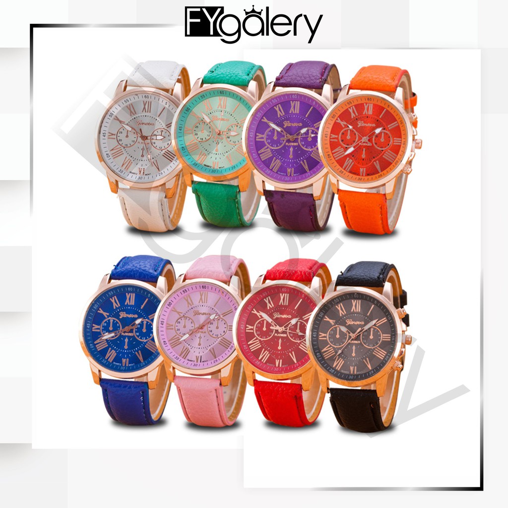 FYG J-100 Jam Tangan Geneva Leather Quartz Jam Tangan