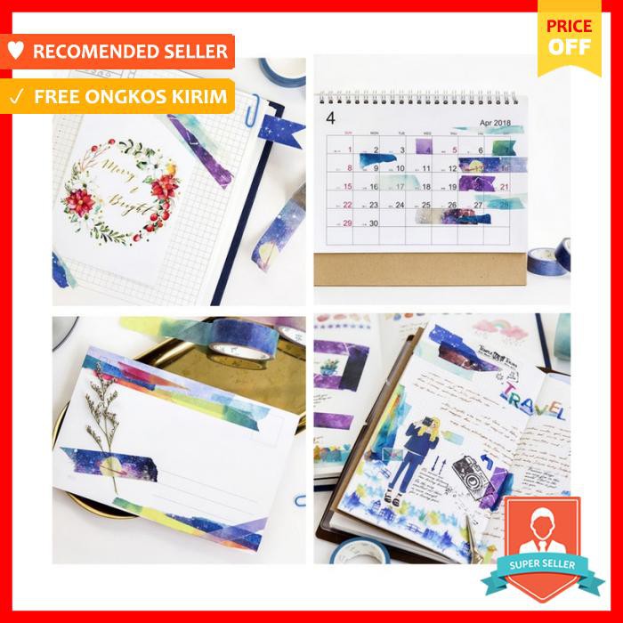 

Selotip & Double Tape - Starry Sky Masking Washi Tape Selotip Solasi Motif Lucu Selotip & Double