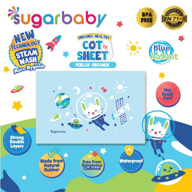 Perlak Bayi organik SUGAR BABY / Perlak Karet Waterproof bayi sugar baby