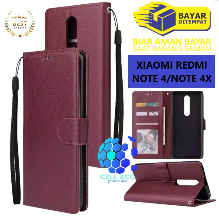 Flip cover XIAOMI REDMI NOTE 4 NOTE 4X Flip case buka tutup kesing hp casingflip case leather wallet