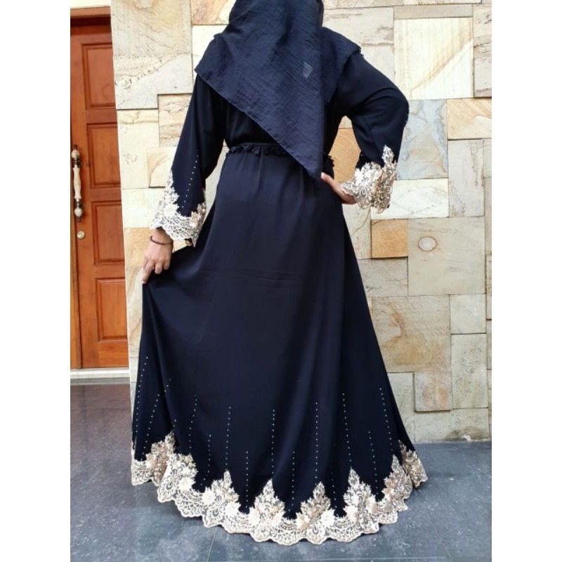 Abaya Gamis hitam turky Maxi Dress Arab saudi bordir turky dubai 385