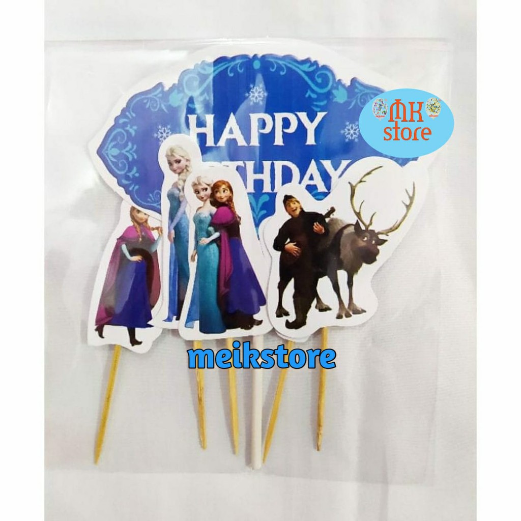 Tusukan Ulang Tahun Karakter Frozen / Cake Topper Ulang Tahun