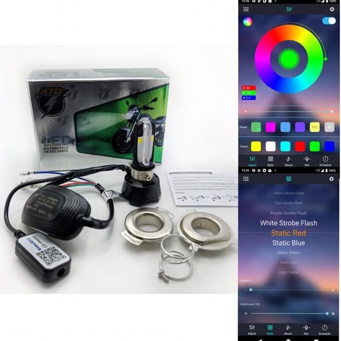 LAMPU UTAMA HEADLAMP LED RTD M02K WIRELESS REMOTE SMARTPHONE