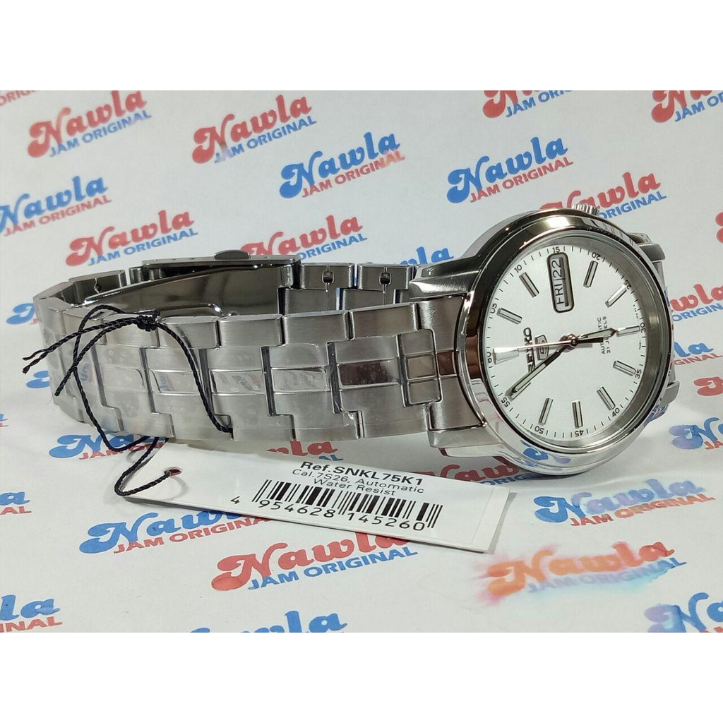 Seiko 5 SNKL75K1 Automatic White Dial - Jam Tangan Pria SNKL75