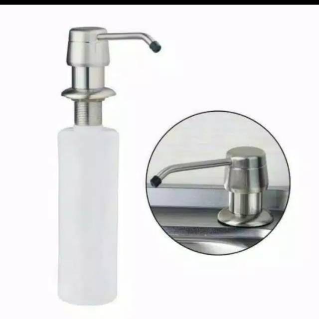 Tempat sabun cair tanam wastafel &amp; sink. Soap dispenser push Stainless SUS 304