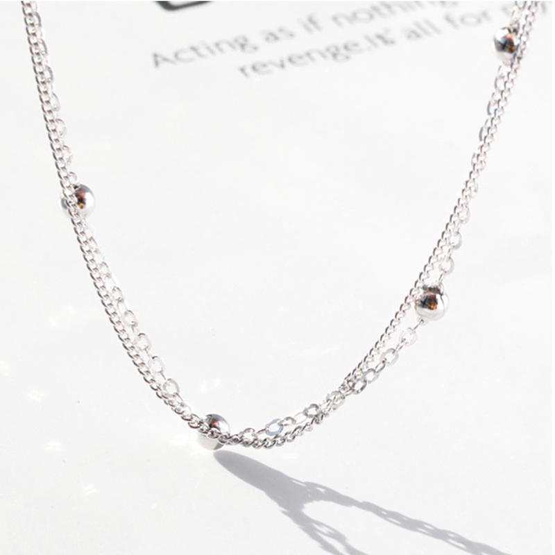 Gelang Tangan Rantai Silver Aksen Manik-Manik Lapis Silver untuk Wanita-5