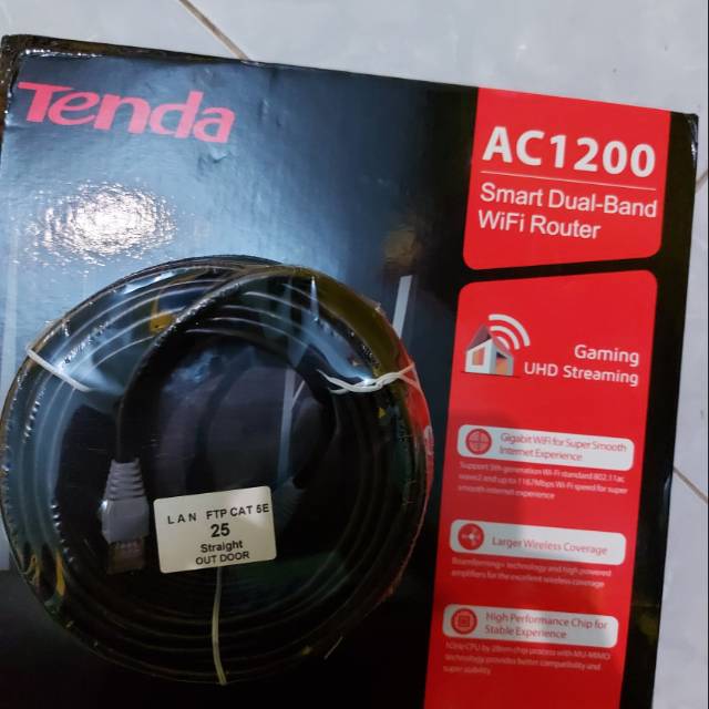 ROUTER TENDA DAN KABEL LAN CAT OUTDOOR