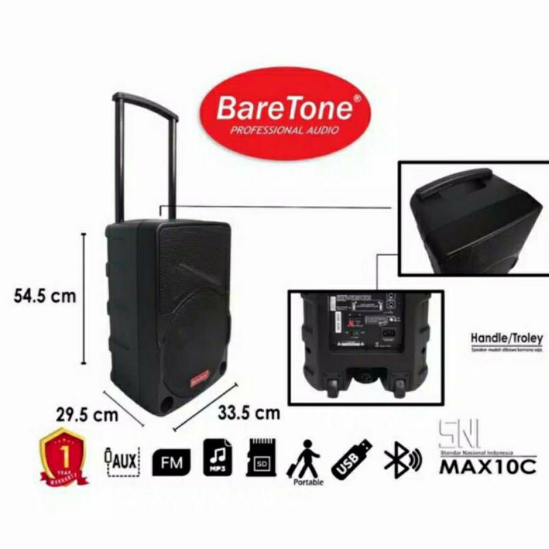 Speaker Portable Wireless Meeting BareTone MAX-10C 10 inch Bluetooth