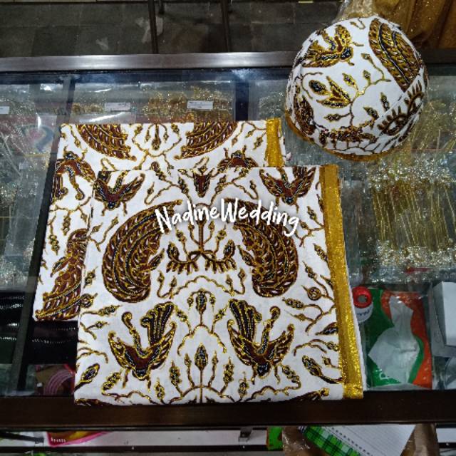 Jarik Set Blangkon Prodo Manten (Motif Sidoasih Kecil) / Jarik dan Blangkon Motif Sama