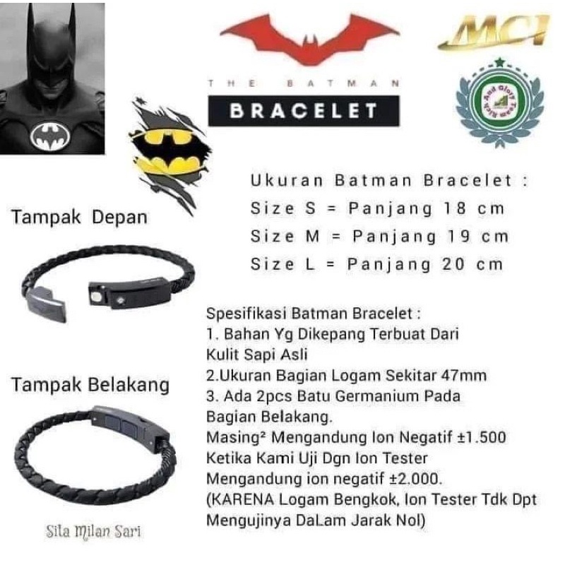 GELANG BATMAN MCI - GELANG MCI ASLI - GELANG PRIA BATMAN ASLI MCI - MCI ASLI