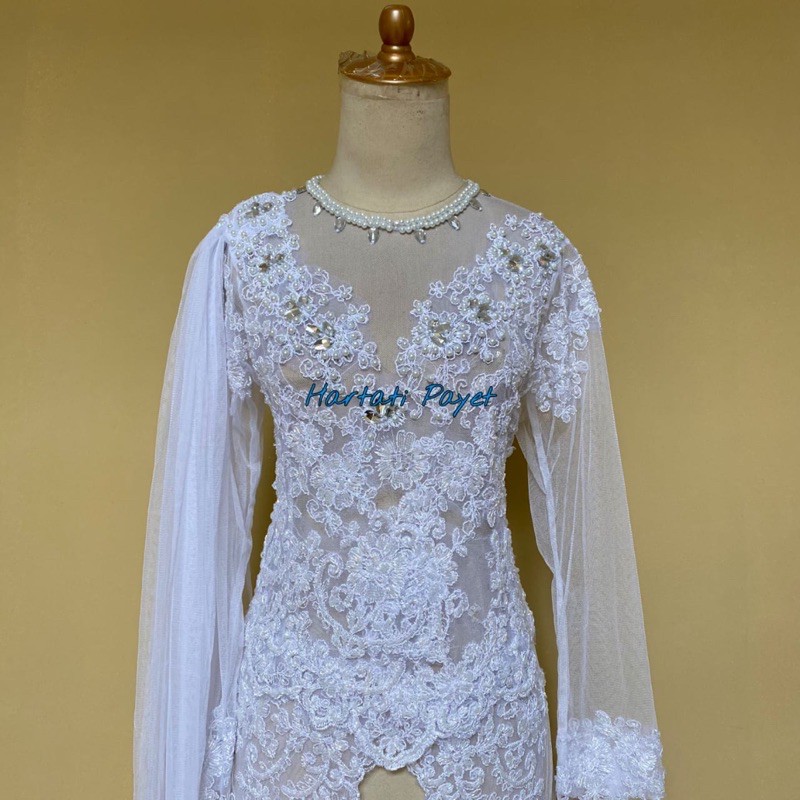 Kebaya Akad Kerah Bulat Full Payet / Kebaya Akad Nikah / Kebaya Pengantin / Gaun Wedding