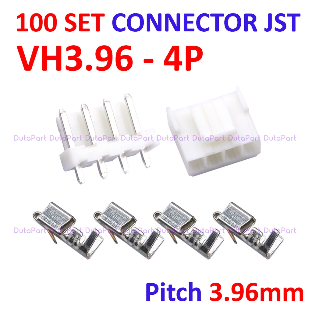 100 SET Connector JST VH3.96 - 4P - Male Female Pin Kaki Lurus 3.96mm