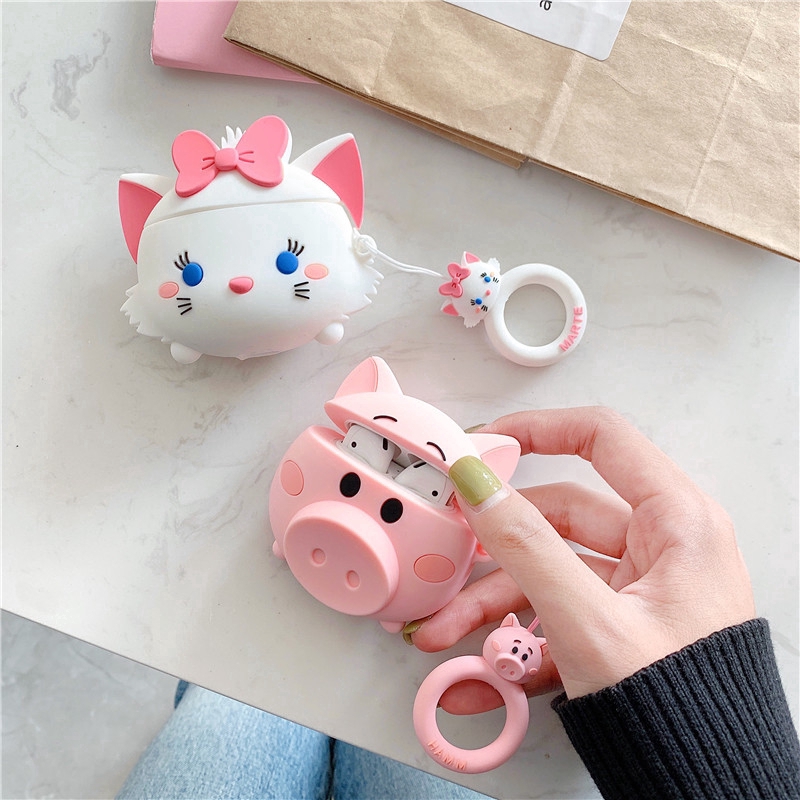 Soft Case Bahan Silikon Bentuk Piglets Untuk Airpods 1/2