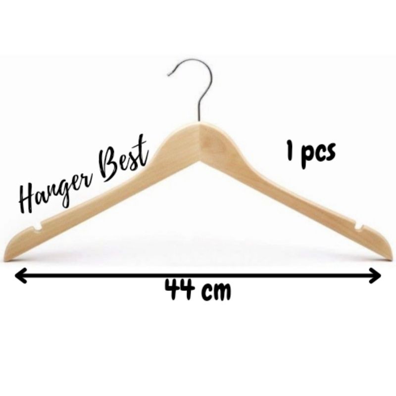 Hanger kayu Dewasa (Wood) warna Natural / Gantungan Baju Butik Distro / Hanger Toko ( BISA COD )