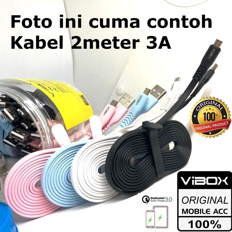 KABEL DATA VIBOX VB200 MICRO 2.4A 2 METER ORIGINAL VIBOX KABEL DATA IP CAMERA CCTV KABEL CASAN HP PANJANG 2METER Promo Sen