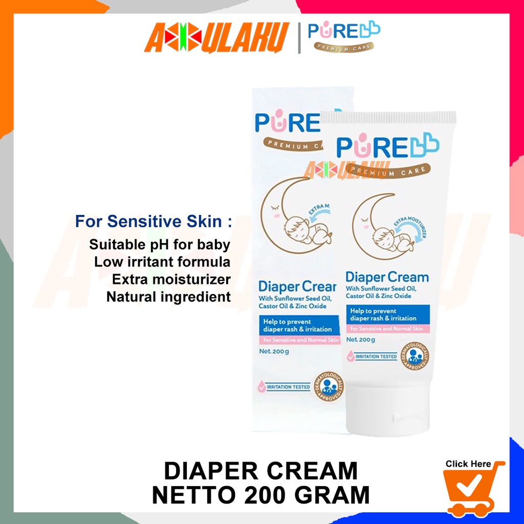 Jual PURE BABY DIAPER CREAM 200 GR KRIM PENCEGAH RUAM POPOK PUREBABY