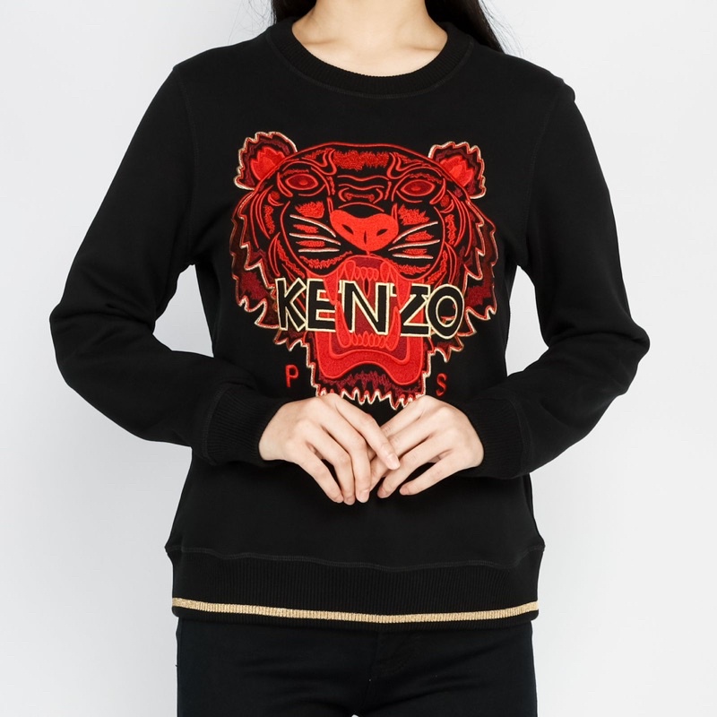 Ken. Tiger Crewneck Black Red Gold Strip