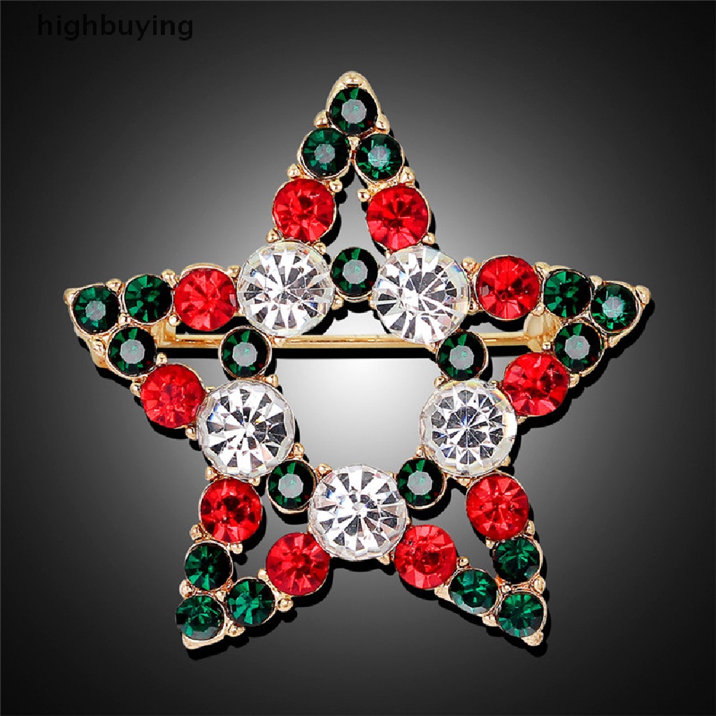 Hbid 1pc Bros Pin Desain Bintang Natal Hias Kristal Berlian Imitasi Untuk Hadiah