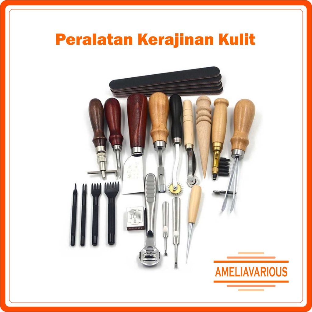 Peralatan Seni DIY Kulit 18in1 Leather Craft Stitching Tool Set WA134 Seni Ukir Kerajinan Kulit