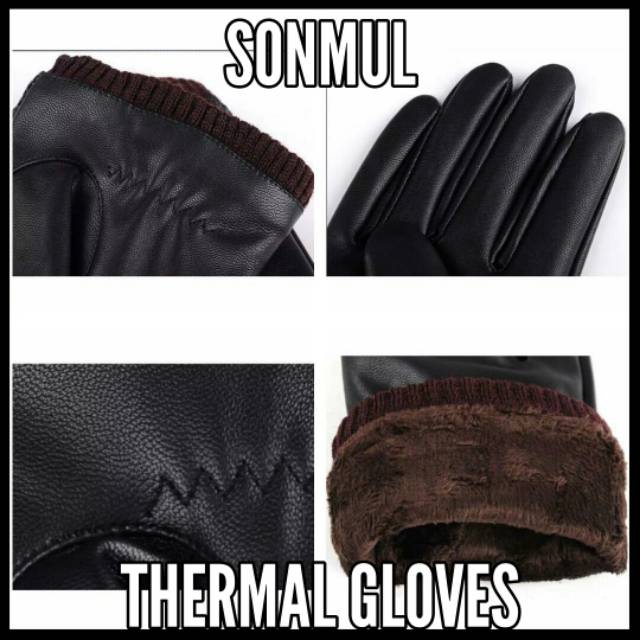 MAN WINTER THERMAL GLOVES TOUCHSCREEN PU + VELVET SARUNG TANGAN PRIA MUSIM DINGIN