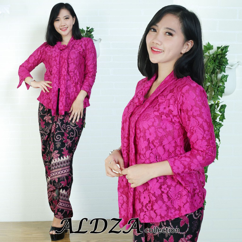 style kebaya rok lilit floy brukat fuchia