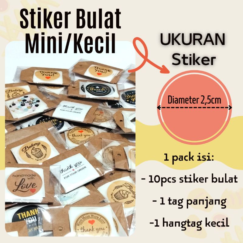 

1PACK (ISI 10PCS) STIKER BULAT MINI/STIKER IMUT/STIKER THANK YOU/STICKER MURAH LUCU BULAT KECIL DIAMETER 2,5CM