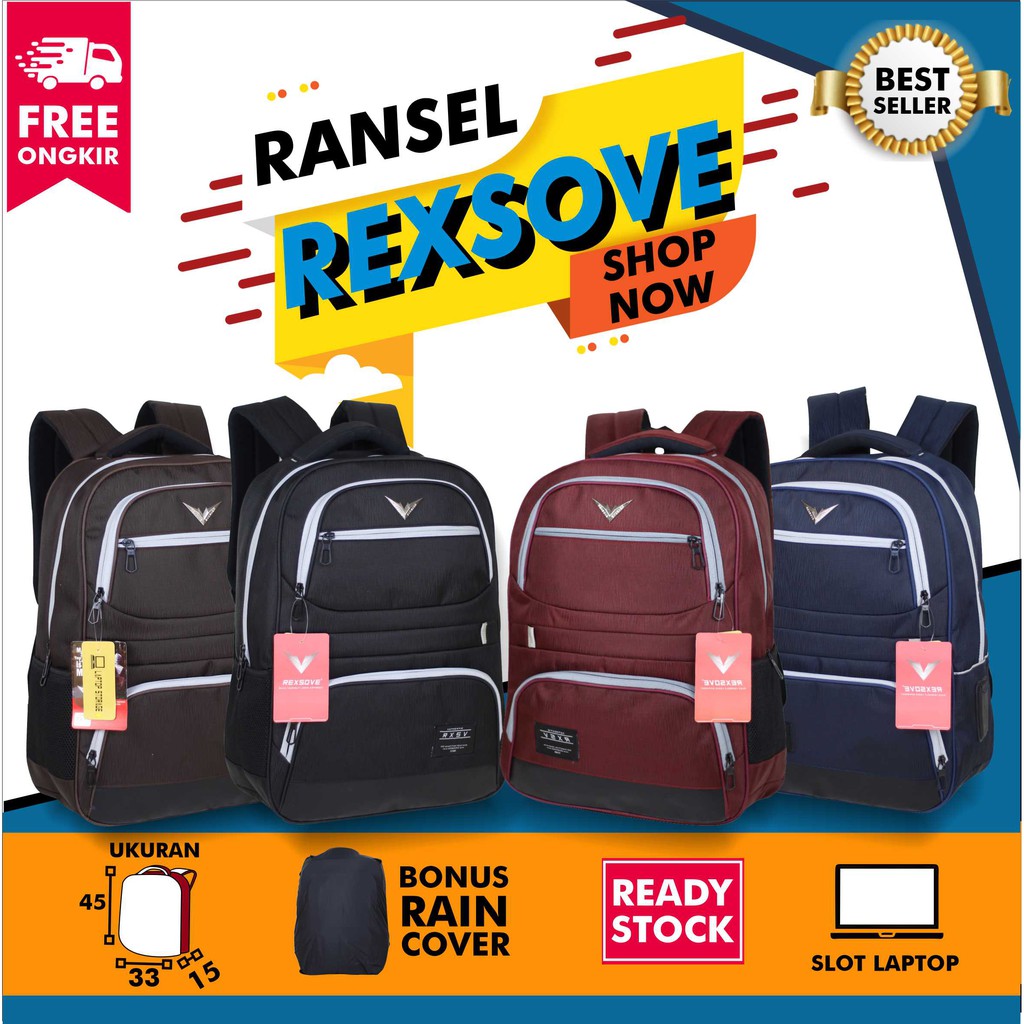 Ransel Distro Rexsove Pria Tas Punggung Cowo SMP SMA Kerja Kuliah Multifungsi Bahan Tebal Bagus Awet